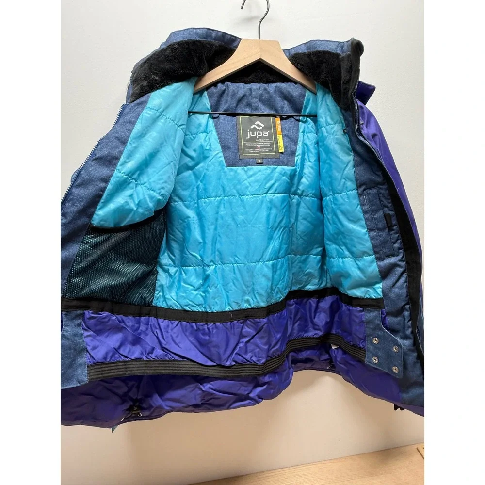 Jupa Kids Ski Jacket Purple Blue‎ Waterproof Breathable Hooded Size 12